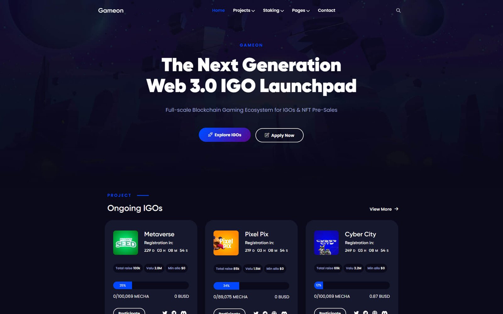 Metaverse IGO Launchpad WordPress Theme