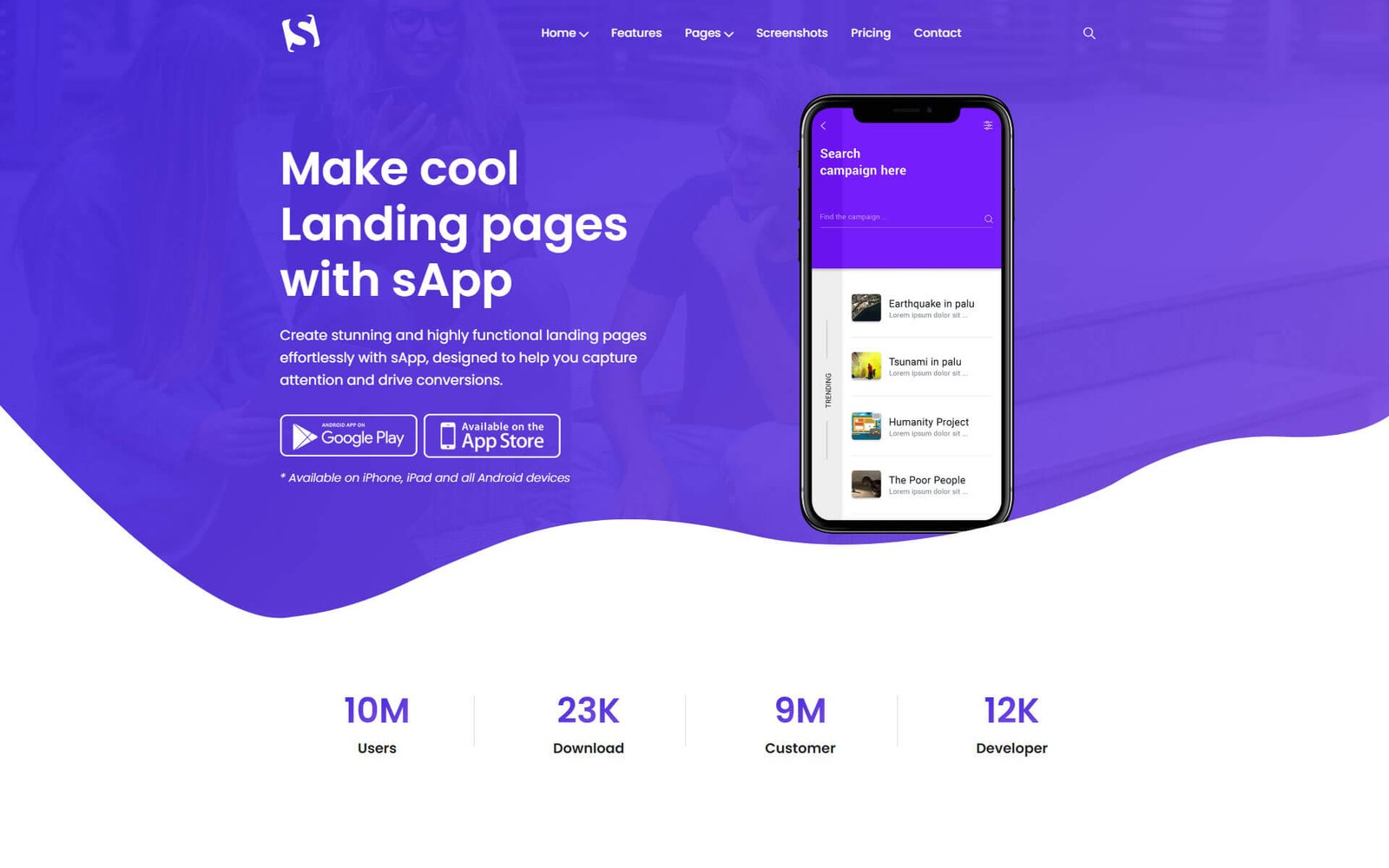 Sapp App Landing Page